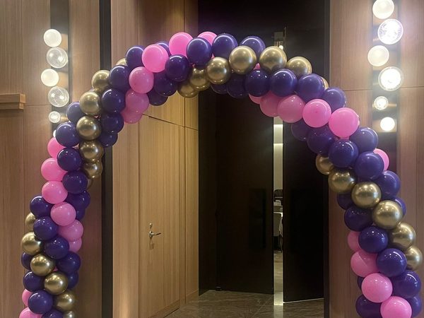 Wedding balloon arch and reception decor